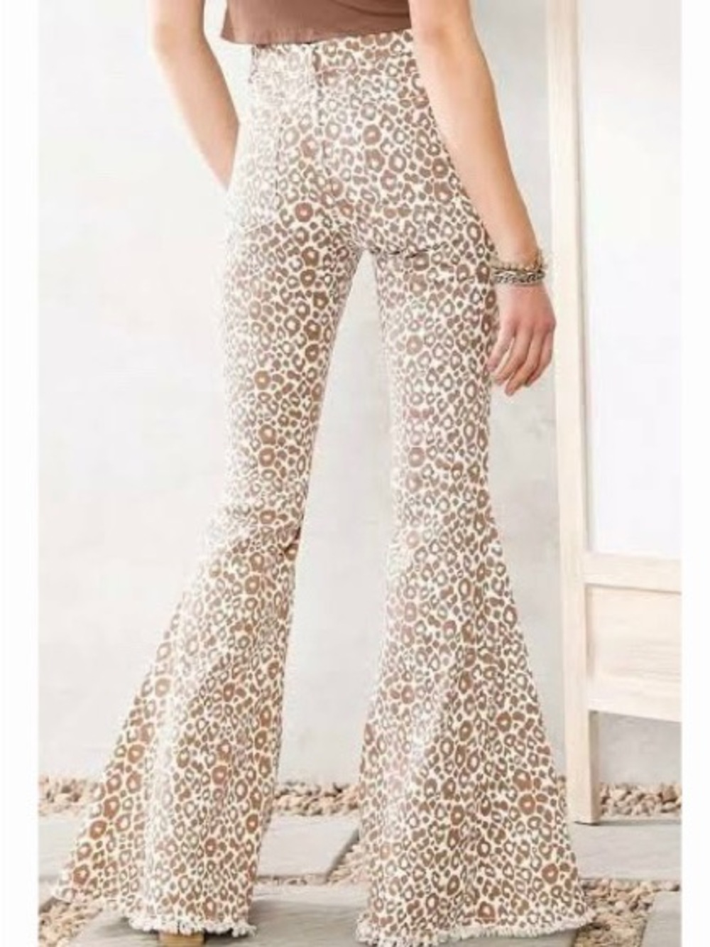 Wisteria Lane Cheetah Print Bell Bottom Jeans